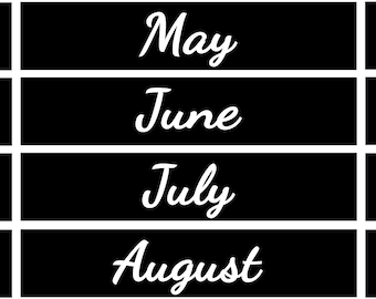 NEW Black and white Script  calendar magnets