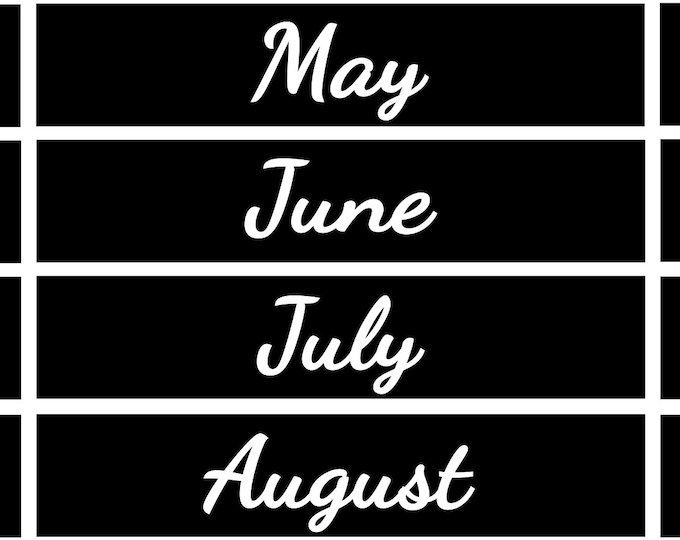 NEW Black and white Script  calendar magnets