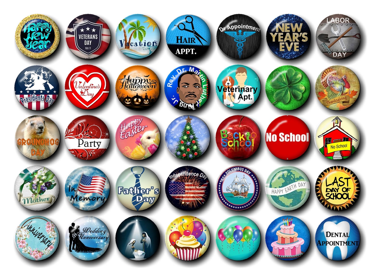 Holiday Calendar Epoxy they are 1 inch round includs Etsy