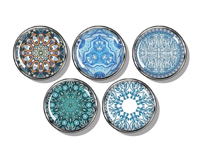 Mandala blue magnet set