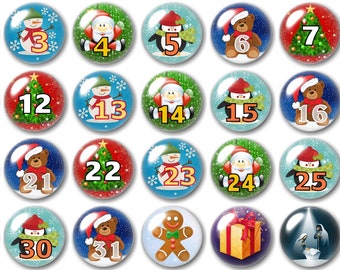 Glass Christmas calendar magnets | Advent Calendar | Holiday Planning | White Board Magnets | Christmas | Perpetual | Holiday Decor