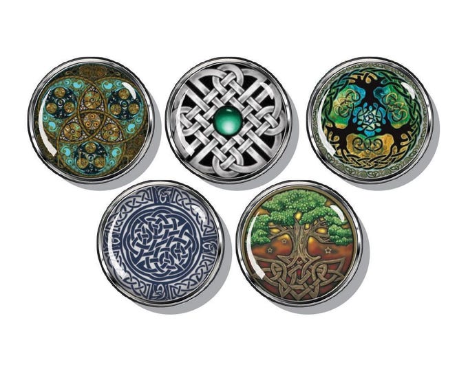Celtic magnets, Celtic knots, Celtic tree, set of five magnets