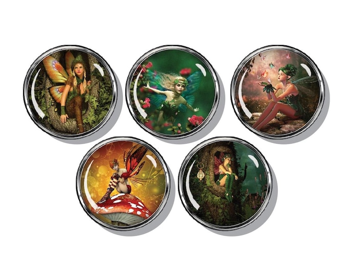 Fairies' magnet set, forest fairies, Butterfly fairies set of five magnets