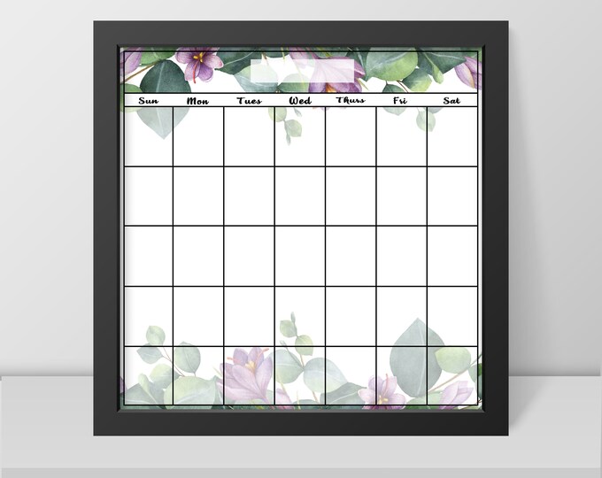Magnetic calendar with purple flowers