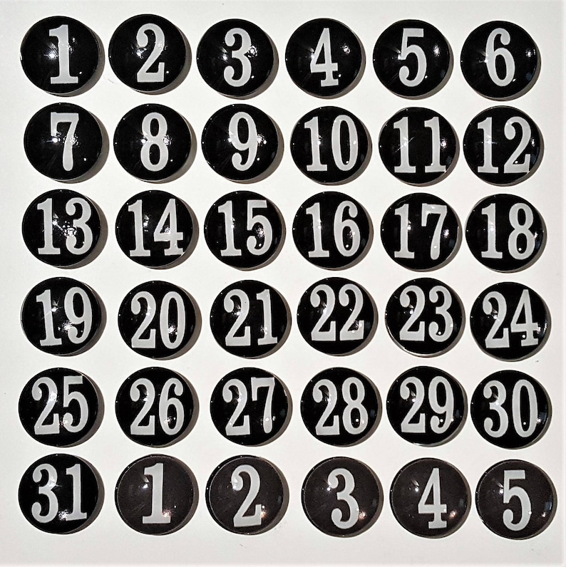 Glass Black and White Numbers Planner Numbers Black Calendar Magnets Teacher Planning Dry Erase Calendar image 2