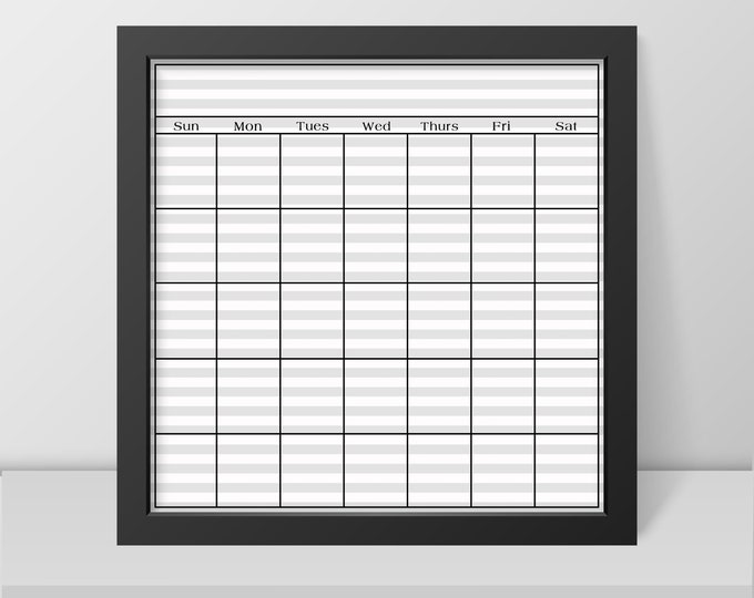 Magnetic Gray and white striped calendar