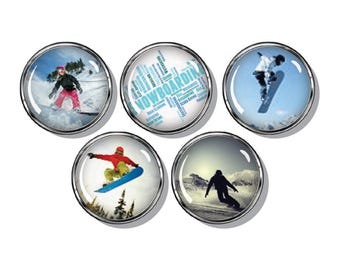 Snowboarding, winter sports, magnet set