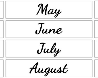White and Black perpetual calendar month magnets