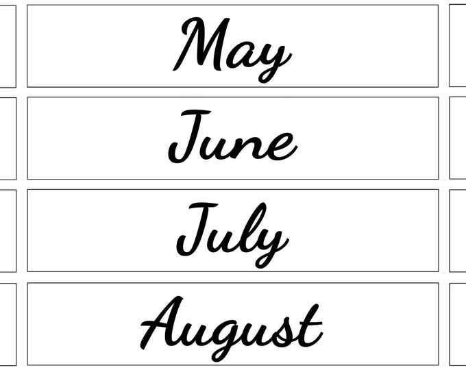 White and Black perpetual calendar month magnets