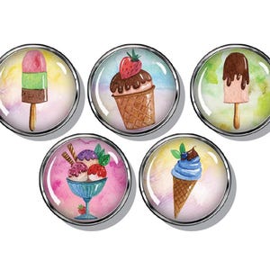 Magnets, ice cream sundae, sweet treats, fridge magnets, super strong magnets, set of five