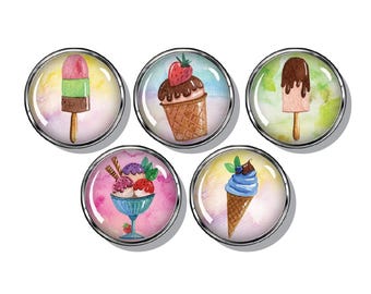 Magnets, ice cream sundae, sweet treats, fridge magnets, super strong magnets, set of five