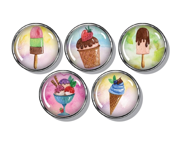 Magnets, ice cream sundae, sweet treats, fridge magnets, super strong magnets, set of five