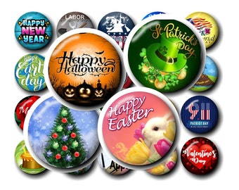 Epoxy holiday planning magnets, Set of 20 holiday magnets , 1 inch round