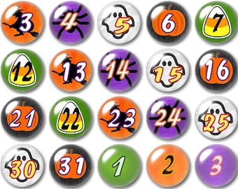 Glass Halloween Calendar Number Magnets | Halloween Decorations | Spooky Decor | Command Center