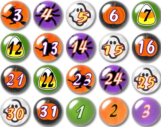 Glass Halloween Calendar Number Magnets | Halloween Decorations | Spooky Decor | Command Center