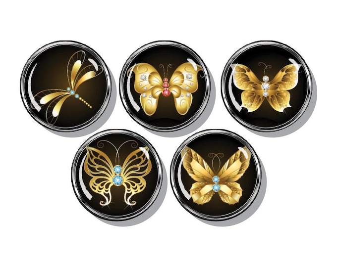 Gold Butterflies, butterflies, dragonfly, magnet set