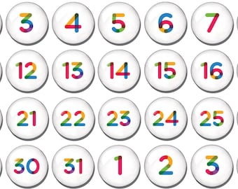 Rainbow calendar numbers, magnets