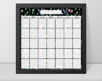 Magnetic Black floral calendar