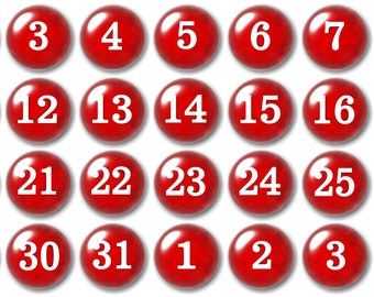 Glass Memo Board Magnets | Calendar Magnets | Red Numbers | Planner Magnets | Number Magnets | Daily Organizer | Red Calendar Numbers