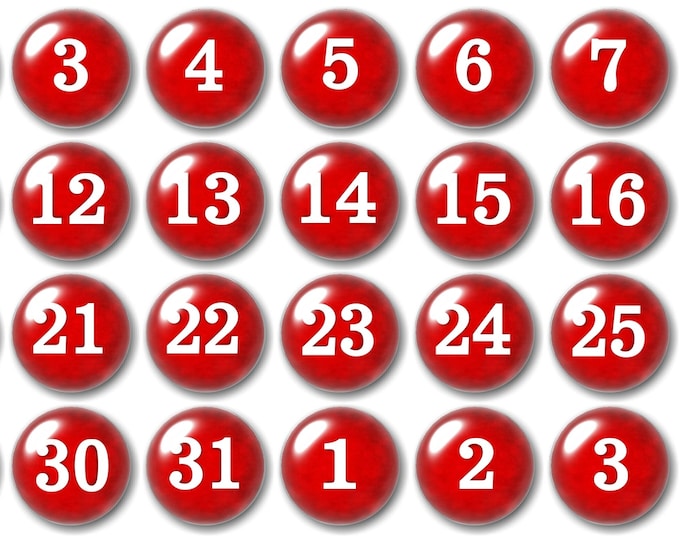 Glass Memo Board Magnets | Calendar Magnets | Red Numbers | Planner Magnets | Number Magnets | Daily Organizer | Red Calendar Numbers