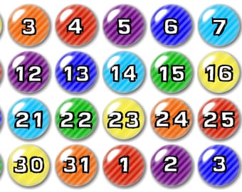 Glass Rainbow Number magnets, Calendar