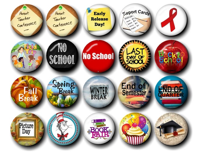 Teacher planning magnets, Classroom organization, perpetual calendar, Teaching supplies, Classroom calendar, Epoxy 1 inch round