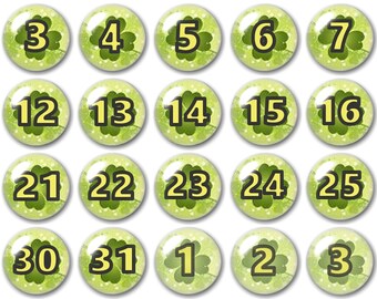 Glass St. Particks Day calendar numbers