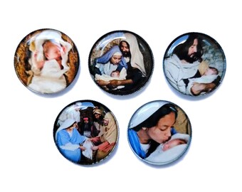 Nativity magnets, Baby Jesus, Mary, Christmas, five nativity magnets