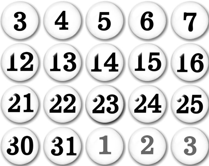 Glass B&W Calendar | Number Magnets | Perpetual Calendar | Command Center | Calendar Magnets | Daily Planner Magnets | Classroom supplies