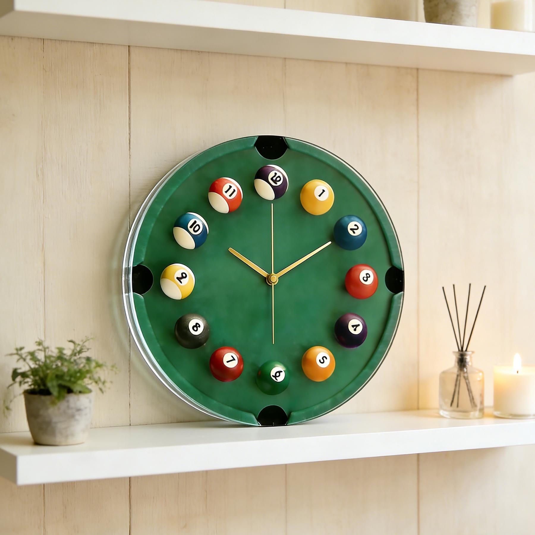 Billiards Wall Clock, Pool Table Clock, Unique Game Room Decor, 3D Pool ...