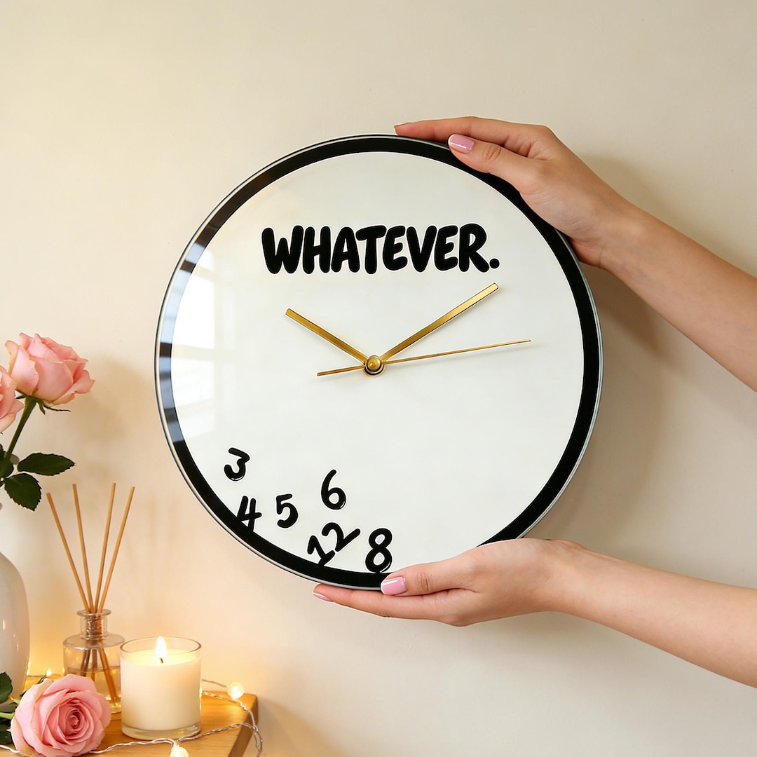 Whatever Wall Clock, Minimalist Glass Wall Clock, Modern Home Decor ...