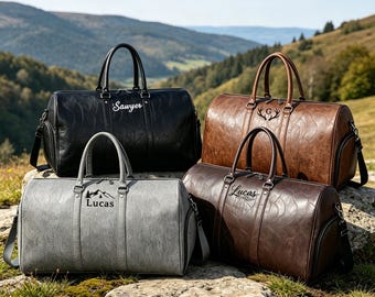 Custom Leather Weekender Bag, Personalized Duffle Bag, Travel Gym Bag, Monogram Luggage, Gift for Men Women