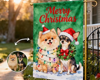 Personalized Christmas Garden Flag, Custom Dog & Cat Holiday Decor, Merry Christmas Yard Sign