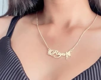 Personalized Angel Wing Name Necklace | 18K Gold, Memorial Gift