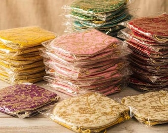 Embroidered Silk Potli Bag - Indian Handmade Party Favor (Lot of 100 Pcs, 9x9 inches)