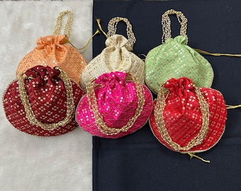 Lot Of 100 Embroidered Potli Bag | Wedding Favors | Mehendi Gifts | Bridesmaid Return Gift | Mehndi Sangeet Dholki Jagoo Favours