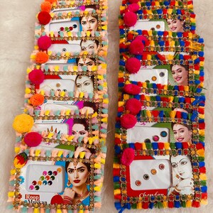 Verzierte Bindi-Bögen, Gastgeschenke für die Mehndi- und Sangeet-Feier, Haldi-Gastgeschenksets