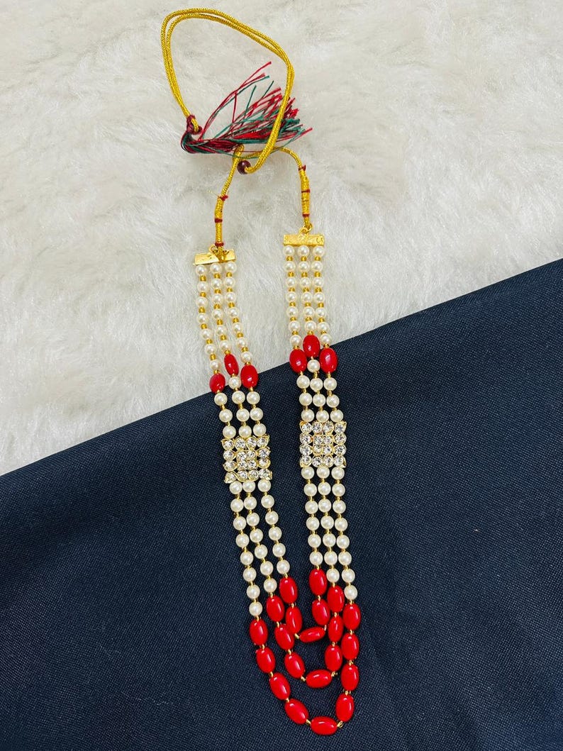 Red & Green Stone Milni Haar, Indian Wedding Lei, Groomsmen Gifts - Etsy