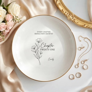 Custom Birthday Ring Dish, Personalized Jewelry Tray, Chapter Twenty One Trinket Dish, Meaningful Keepsake Gift For Her