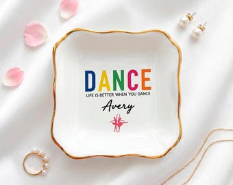 Porta anelli personalizzato per danza, regalo per ballerini, porta gioielli da balletto, ricordo del saggio, regalo per insegnanti di danza, vassoio porta anelli personalizzato