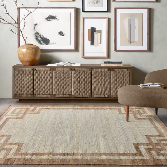PINHAL Handwoven Jute Rug – Bleached & Natural Textured Farmhouse Area Carpet