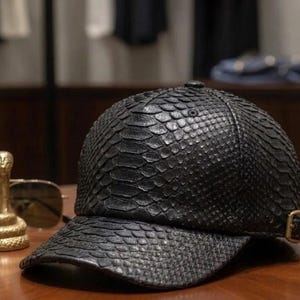 Cappello unisex di lusso in pelle di serpente e pitone, berretto in pelle