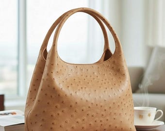 Echt Straußenleder Ledertasche | Handgefertigte Luxus-Einkaufstasche | Geschenk für Sie