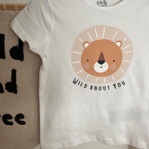Lion Iron-on Transfer for Kids | Wild About You | DTF Transfer Lion Shirt/Sweatshirt | Animal Motif Children's Clothing DIY