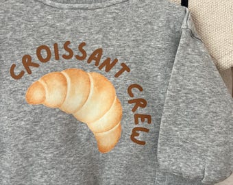 Croissant Crew Iron-on Transfer Set | Front & Back Print | DTF Transfer Kids Sweatshirt | DIY Croissant Motif