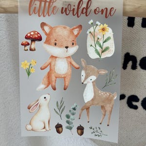 Strijkapplicatie Little Wild One | Strijkpatch met bosdieren | Vos, Hert, Konijn | A5 | DIY Kinder T-shirt