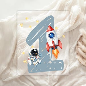 Parche termoadhesivo de cumpleaños espacial con números del 1 al 4 • Cohete de astronauta para niños