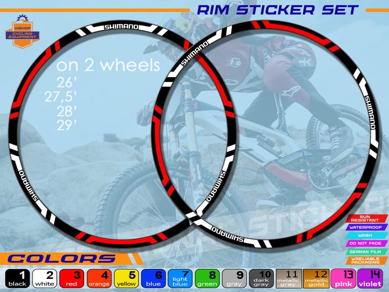 Stickers on Bicycle Rims Shimano, ALL Colors Available, High Quality ...