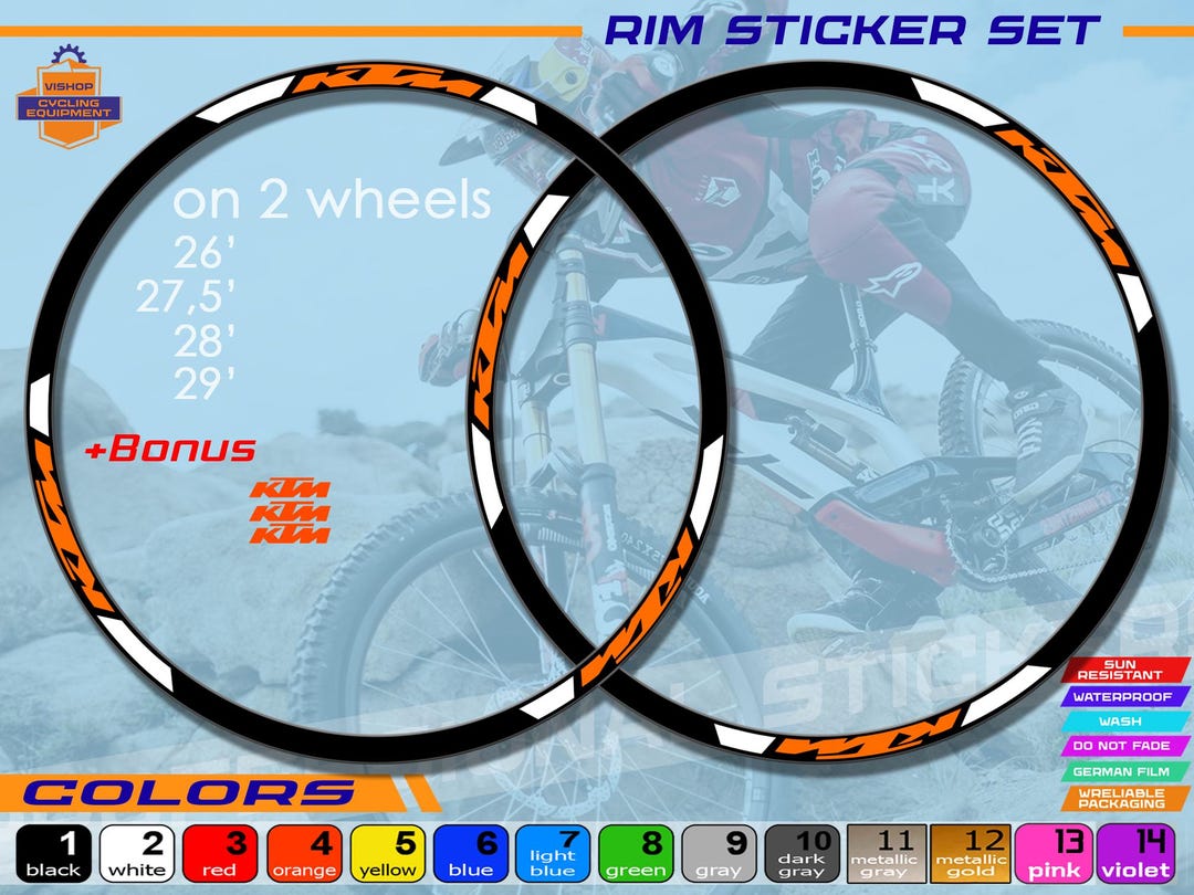 Sticker Design For Bike Rims Stickers on Bicycle Rims KTM, ALL Colors Available, High Quality. Full ...