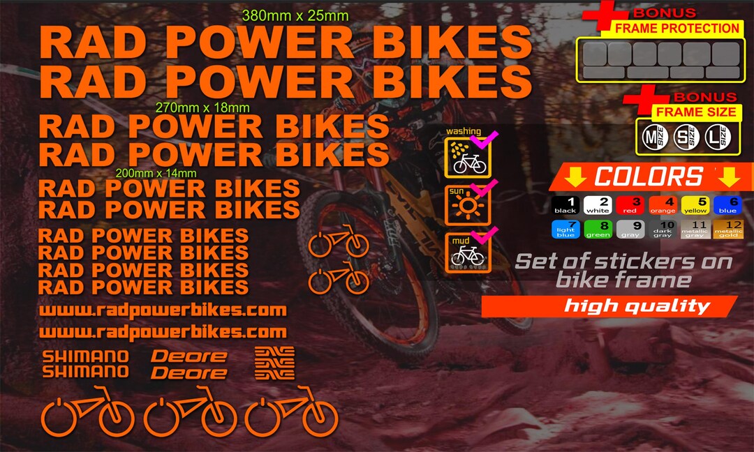 Bicycle Stickers RAD, ALL Colors Available, High Quality. Full Set of ...